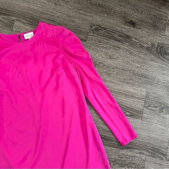 Milly Stretch Silk Carina Draped Long-Sleeve Dress New - Picture 5 of 9